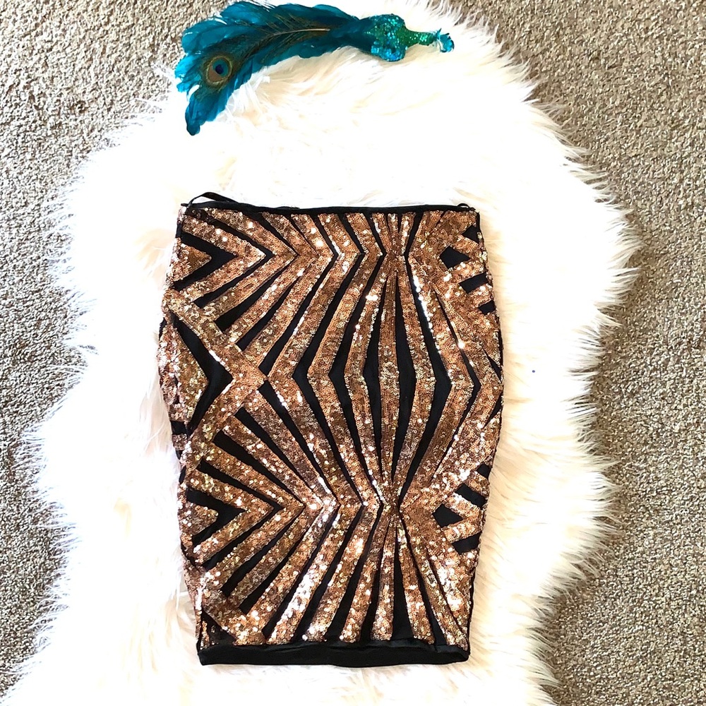 Gold and Black Sequin Skirt